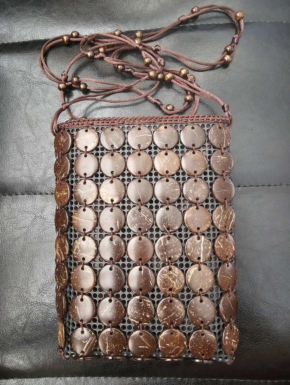 Brown Coconut Shell Jamaica Small Crossbody Bag